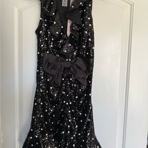 Black Sequin Dress with Bow